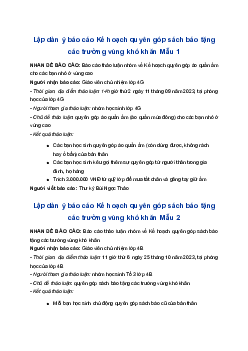 Lập dàn ý báo cáo Kế hoạch quyên góp sách báo tặng các trường vùng khó khăn | Tập làm văn 4