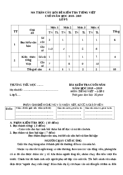 Đề kiểm tra cuối năm môn Tiếng Việt lớp 5 năm 2018-2019 - Đề 1