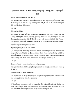 Giải Tin 10 Bài 1: Tuân thủ pháp luật trong môi trường số CD