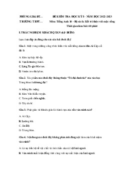 Bộ đề thi học kì 1 môn Lịch sử 10 Chân trời sáng tạo năm học 2022 - 2023