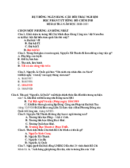 Hệ thống ngân hàng câu hỏi trắc nghiệm (có đáp án)