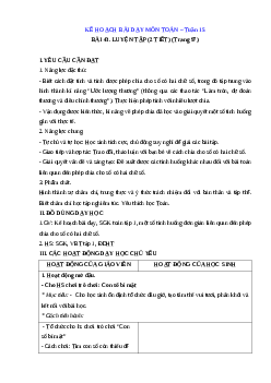 Giáo án Toán lớp 4 Tuần 15 | Cánh diều