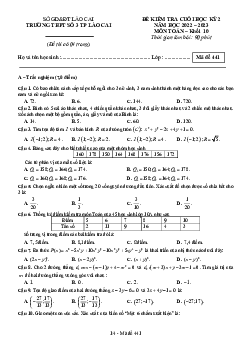 Đề cuối học kỳ 2 Toán 10 năm 2022 – 2023 trường THPT số 3 TP Lào Cai