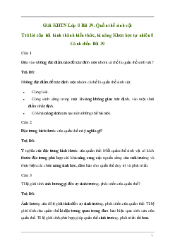 Giải KHTN 8 Bài 39: Quần thể sinh vật | Cánh diều