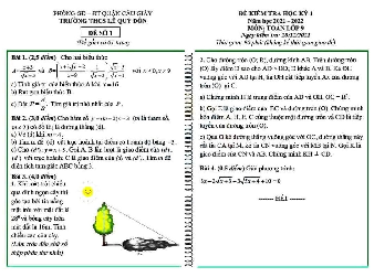 Đề thi học kỳ 1 Toán 9 năm 2021 – 2022 trường THCS Lê Quý Đôn – Hà Nội