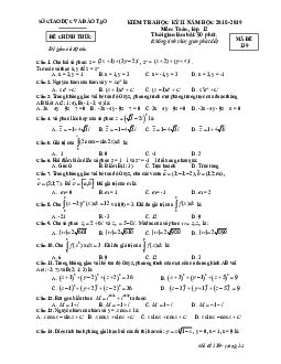 Đề thi học kỳ 2 Toán 12 năm học 2018 – 2019 sở GD&ĐT Bình Dương