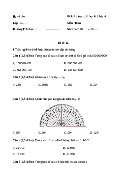 Đề thi cuối học kì 1 lớp 4 môn Toán Chân trời sáng tạo - Đề số 12