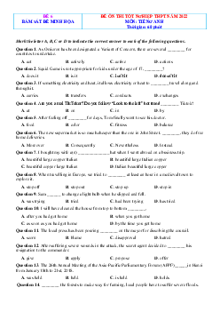 Đề ôn thi TN Tiếng Anh 2022 bám sát đề minh họa có lời giải chi tiết-Đề 6