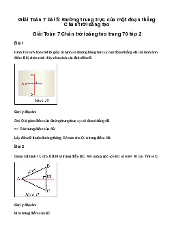 Giải Toán 7 Bài 5: Đường trung trực của một đoạn thẳng | Chân trời sáng tạo