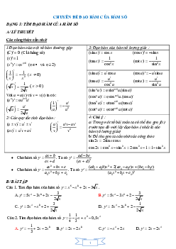 Bài tập trắc nghiệm đạo hàm của hàm số môn Toán lớp 11 (có đáp án)
