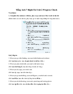 Tiếng Anh 7 Right On Unit 2 Progress Check
