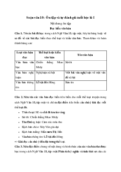 Soạn bài Ôn tập và tự đánh giá cuối học kì I - Cánh diều 10