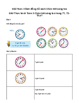 Giải Toán 3: Xem đồng hồ | Chân trời sáng tạo