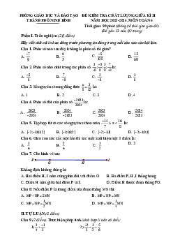 Đề thi giữa kì 2 Toán 6 năm 2023 – 2024 phòng GD&ĐT thành phố Ninh Bình