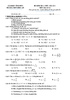 Đề kiểm tra 1 tiết Đại số 10 bài số 1 trường THPT Bình Sơn – Vĩnh Phúc