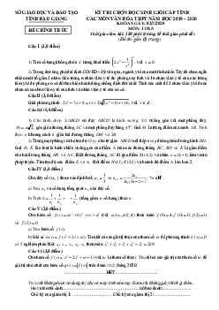Đề thi học sinh giỏi Toán THPT cấp tỉnh năm 2019 – 2020 sở GD&ĐT Hậu Giang