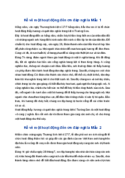 Kể về một hoạt động đền ơn đáp nghĩa hoặc một hoạt động thiện nguyện | Tập làm văn 4
