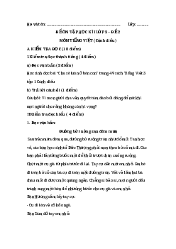 Đề thi học kì 1 lớp 3 môn Tiếng Việt sách Cánh diều - Đề 2