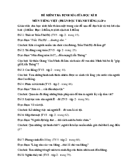 Đề thi giữa học kì 2 môn Tiếng Việt lớp 5 năm học 2023 - 2024 theo Thông tư 22
