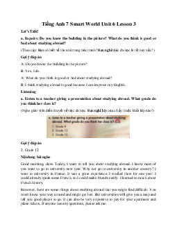 Tiếng Anh 7 Smart World Unit 6 Lesson 3