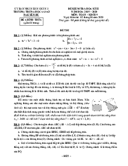 Đề thi học kỳ 2 Toán 9 năm 2019 – 2020 trường THCS Nguyễn Du – TP HCM