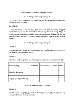 Giải Sinh học 11 Bài 15: Cảm ứng ở thực vật| Kết nối tri thức