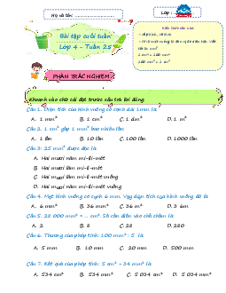 Giải Bài tập cuối tuần lớp 4 môn Toán Chân trời sáng tạo - Tuần 25