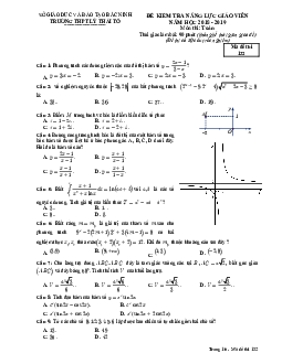 Đề kiểm tra năng lực giáo viên môn Toán năm 2018 – 2019 trường Lý Thái Tổ – Bắc Ninh
