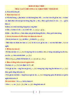 Tài liệu Toán 9 chủ đề nhắc lại và bổ sung các khái niệm về hàm số