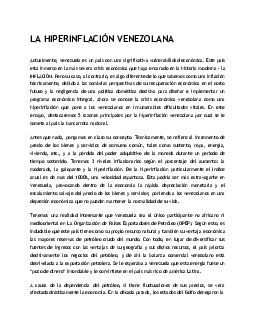 LA Hiperinflación Venezolana - Crisanto versión | Spanish Linguistic and Literature | Đại học Khoa học Xã hội và Nhân văn, Đại học Quốc gia Thành phố HCM