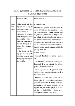 Giải bài tập SGK Sinh học 10 bài 24: Thực hành: Lên men êtilic và lactic