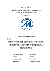 Phân Tích Quản Trị Nguồn Nhân Lực Tại Công Ty TNHH Thủy Sản Mạnh Cường Môn Thực hành nghề nghiệp 2 | Trường Đại học Tài chính - Marketing