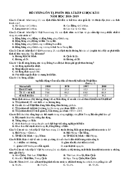 Đề cương ôn tập Địa lí 12 học kỳ 2 (có đáp án)