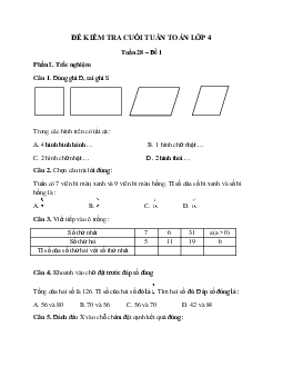 Bài tập cuối tuần Toán lớp 4 Chân trời sáng tạo - Tuần 28