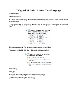 Giải Unit 4 Language | Tiếng Anh 11 Global Success