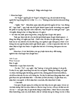 Đề cương chi tiết | Logic học | Đại học Khoa học Xã hội và Nhân văn, Đại học Quốc gia Thành phố HCM