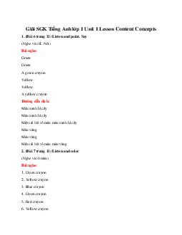 Giải SGK Tiếng Anh lớp 1 Unit 1 Lesson Content Concepts | Explore Our World