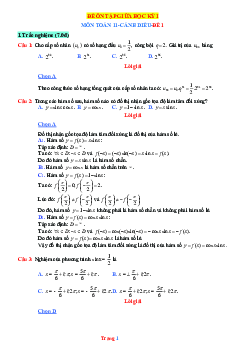 TOP 5 Đề ôn tập giữa học kỳ 1 Toán 11 Cánh diều (có đáp án)
