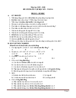 Đề cương ôn tập Toán lớp 6 học kỳ 1