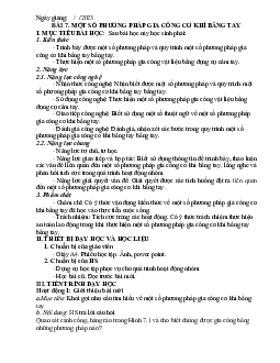 Giáo án Công nghệ 8 Bài 7: Một số phương pháp gia công cơ khí bằng tay | Cánh diều