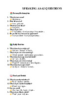SPEAKING A1-A2 QUESTIONS