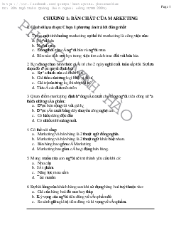 Câu hỏi trắc nghiệm môn Marketing căn bản