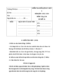 Đề thi học kì 1 lớp 5 môn Tiếng Việt năm 2023 - Đề 6