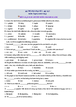 Đề số 3 - Đề kiểm tra giữa kì 2 - Tiếng Anh 9