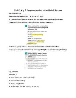 Unit 9 lớp 7 Communication sách Global Success