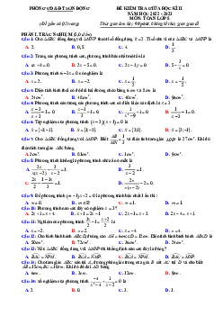 Đề giữa học kì 2 Toán 8 năm 2022 – 2023 phòng GD&ĐT Sơn Động – Bắc Giang