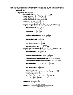Tổng hợp công thức môn Máy điện | Đại học Bách khoa Hà Nội