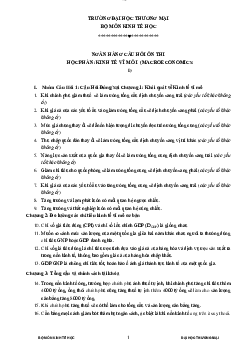 Đề cương ôn thi môn kinh tế vĩ mô trường đại học thương  mại