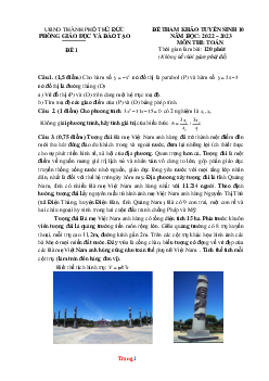 Đề tham khảo vào 10 môn Toán năm học 2022-2023 UBND TP. Thủ Đức Đề 1 (có đáp án và lời giải chi tiết)