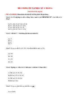 Đề cương ôn tập học kì 1 Toán 6 Chân trời sáng tạo năm học 2023 - 2024